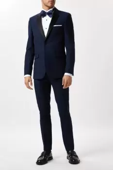 Image of Mens Skinny Fit Navy Tuxedo Suit Trousers