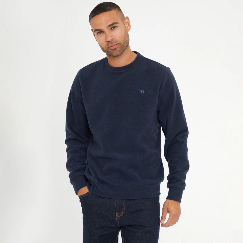 Image of Threadbare 'Zatana' Microfleece Crew Neck Sweatshirt Navy