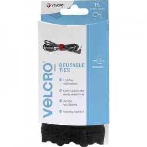 Image of VELCRO VEL-EC60466 Hook-and-loop cable tie for bundling Hook and loop pad (L x W) 200 mm x 12mm Black 15 pc(s)