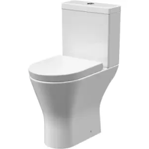Image of Freya Comfort Height Close Coupled Rimless Toilet Pan with Push Button Cistern - Soft Close Seat - Nuie
