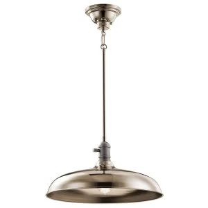 Image of 1 Light Semi Flush Dome Ceiling Pendant Light Polished Nickel, E27