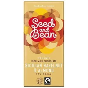 Image of Seed & Bean Fairtrade Organic Sicilian Hazelnut & Almond Milk Chocolate 85g
