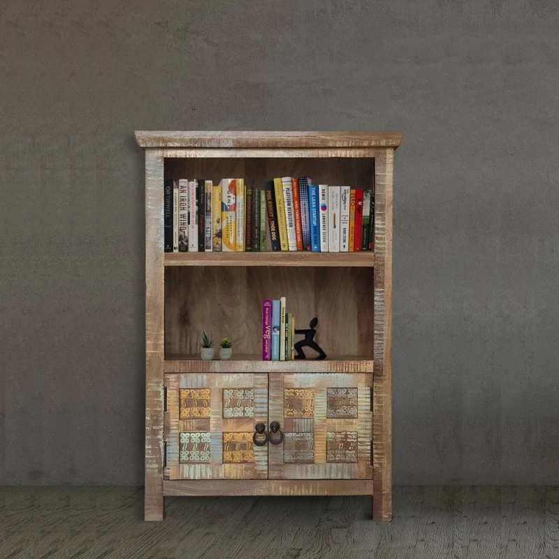 Image of Jaipur Furniture Ltd Aravali 2 Door Small Bookcase - Mango Wood - L35 x W85 x H123cm in Brown Brown Unisex