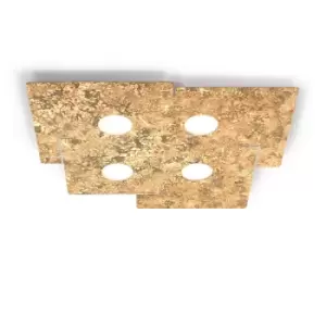 Image of Square Lifestyle Metal Surface Mounted Ceiling Light - Vintage Gold Finish, 4x GX53