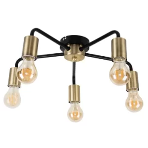 Image of Connell 5 Way Ceiling Light in Antique Brass and Black