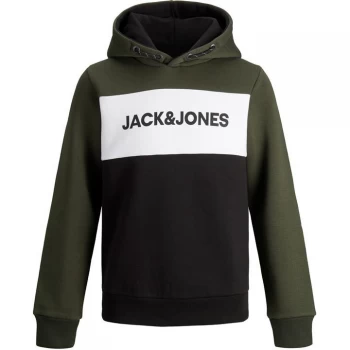 Image of Jack and Jones & Jones Junior Logo Blocking Sweat Hoodie - Forest Night