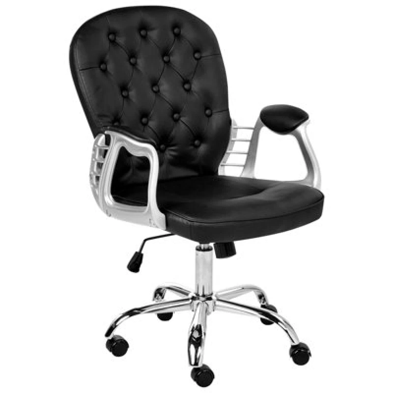 Image of Beliani Desk Chair Princess Faux Leather Black