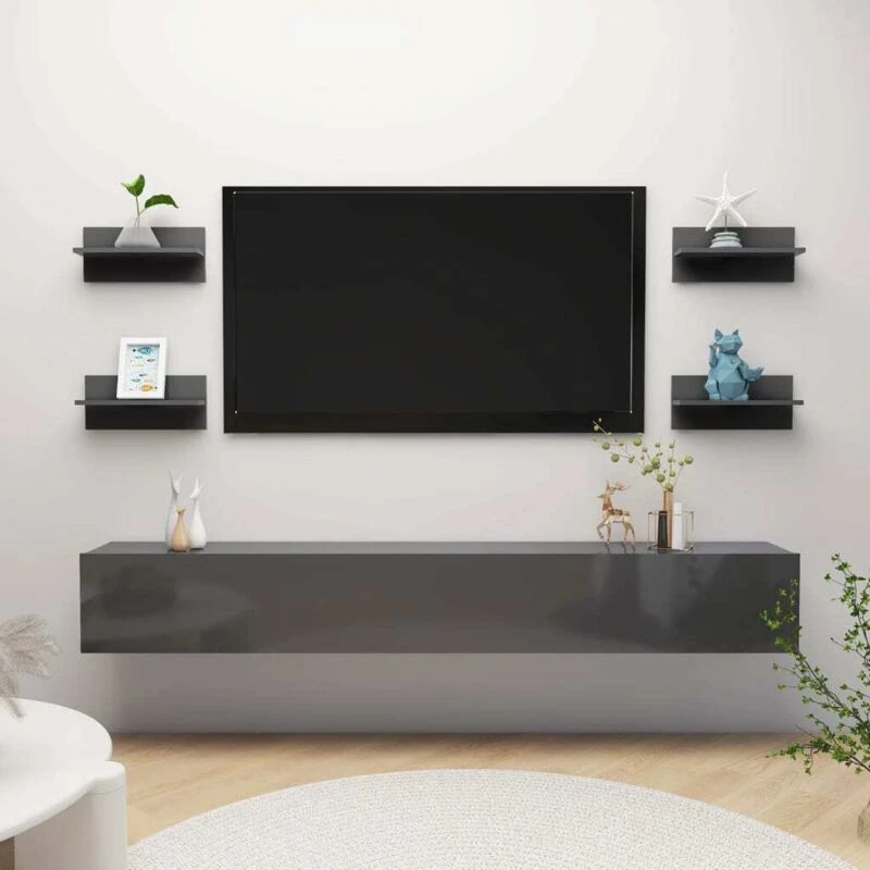 Image of VIDAXL Vidaxl - Wall Shelves 4 pcs High Gloss Grey 40x11.5x18cm 8720286580110
