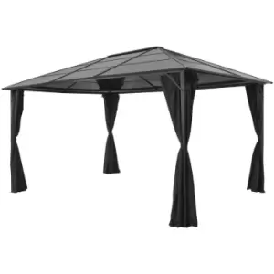 Image of Vidaxl - Gazebo with Curtain Aluminium 4x3x2.6 m Black - Black