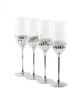 Image of Waterside Set Of 4 Platinum Art Deco Flute Glasses