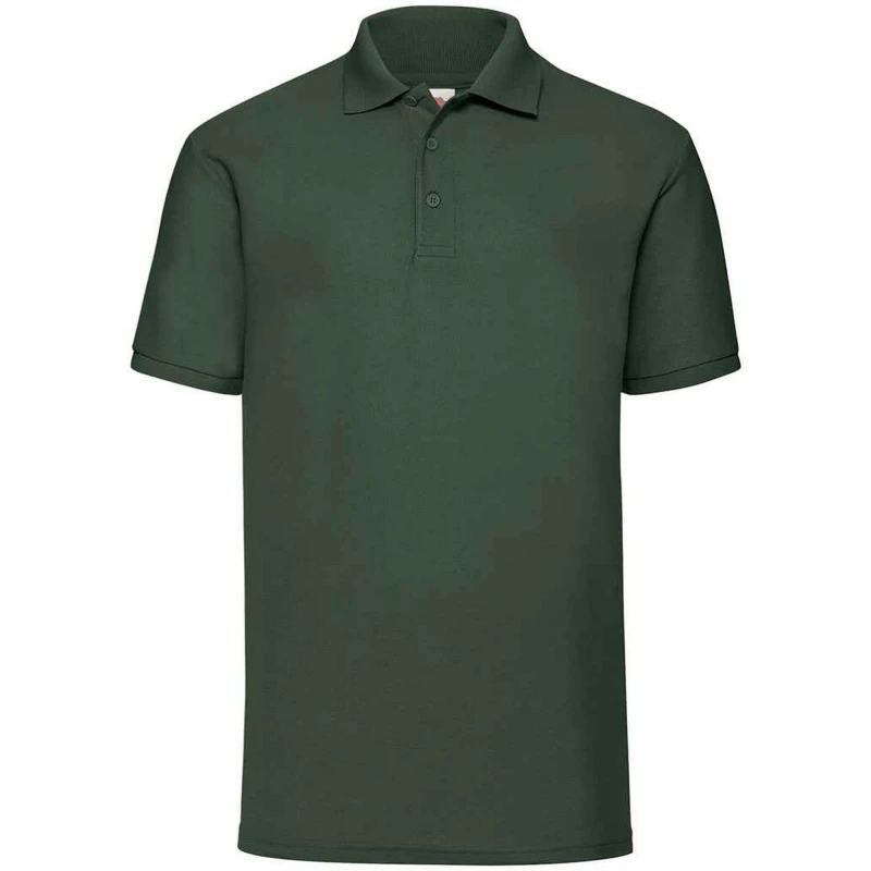 Image of Fruit Of The Loom Fruit of the Loom Men Pique Polo Shirt in Bottle Green Size: Small Bottle Green S Male 5063470870448