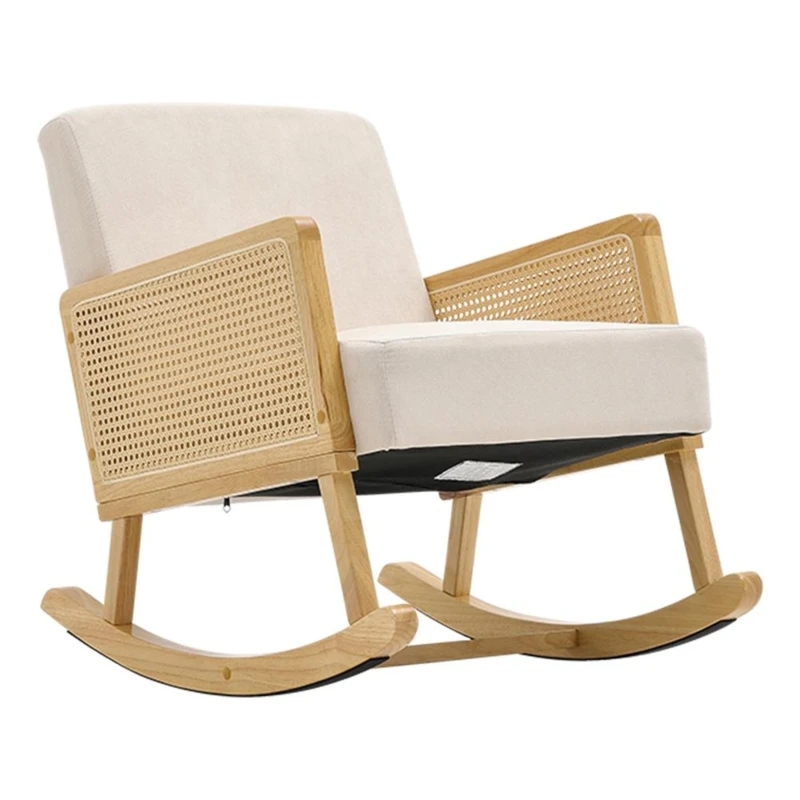 Image of Kabinet UK Linen Wooden Rocking Chair-Beige Beige unisex One size