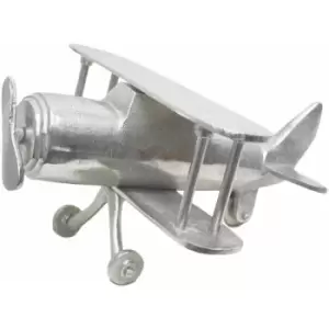 Image of Large Designer Solid Metal Biplane Classic Silver Table Top - Homescapes