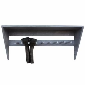 Image of Hadley Reclaimed Wooden Boot and Wellie Canopy Shelf Wall Rack - Goose Grey