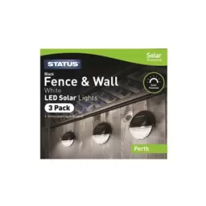 Image of Status Perth - White - LED - Solar - Black Fence Lights, 3 Pack