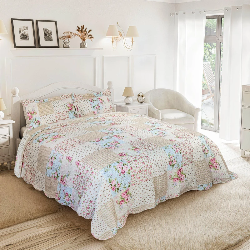 Image of Emma Barclay Bedspread Set Patchwork Quilted Meadowbrook Pink unisex Single
