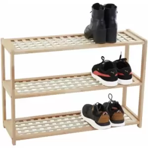 Image of Natural Wood 3 Tier Shoe Rack - Premier Housewares