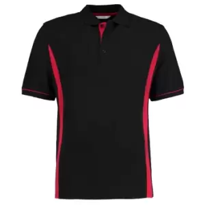 Image of Kustom Kit Scottsdale Mens Short Sleeve Polo Shirt (M) (Black/Red)