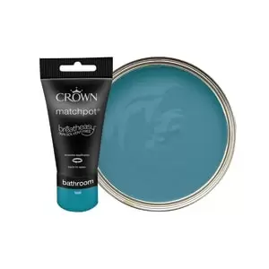 Image of Crown Easyclean Midsheen Emulsion Bathroom Paint - Teal Tester Pot - 40ml