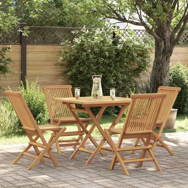Image of VIDAXL 5 Piece Garden Dining Set Solid Teak Wood Vidaxl 8720286227190
