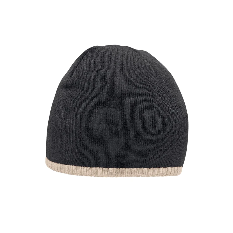 Image of Beechfield Beechfield Men Two Tone Knitted Beanie in Black One Size Male 5063377392791