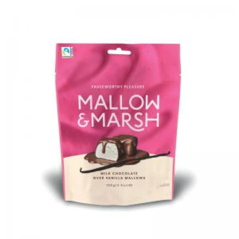 Image of Mallow & Marsh Vanilla Marshmallows In Milk Chocolate Pouch 100g (6 Pack) 0401305
