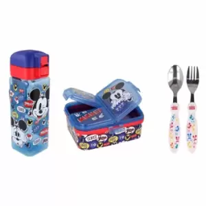 Image of STOR Mickey 3 Piece Lunch Box, Bottle And Cutlery Set