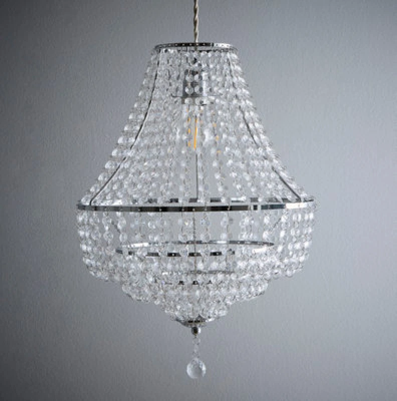 Image of K Living Freya Chrome And Clear Acrylic Breads Light Pendant