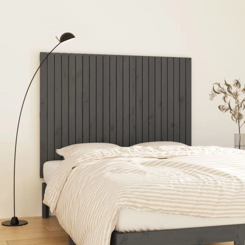 Image of Vidaxl Wall Headboard Grey 146.5X3X110 Cm Solid Wood Pine, Grey 824945