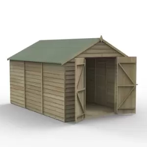 Image of Forest Garden Overlap Pressure Treated 8' x 12' Apex Shed - No Window Double Door