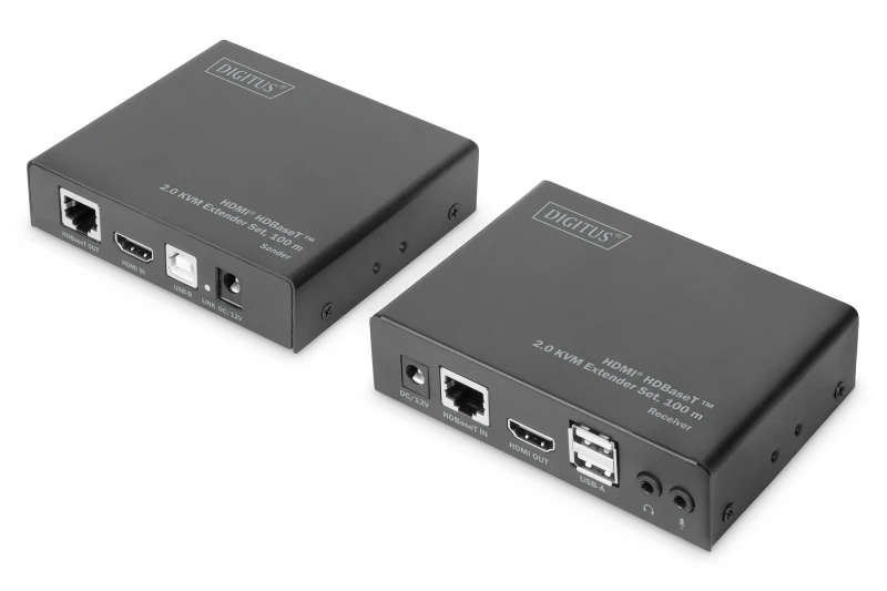 Image of Digitus 4K HDMI HDBaseT 2.0 KVM extender set. 100 m