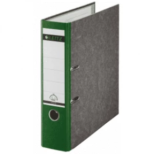 Image of Leitz 1080 A4 Cardboard Lever Arch File 80mm - Black Marble/Green