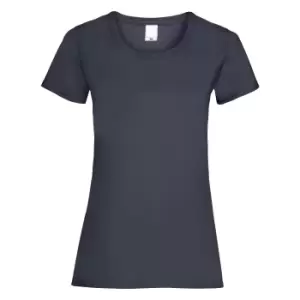 Image of Womens/Ladies Value Fitted Short Sleeve Casual T-Shirt (Large) (Midnight Blue)