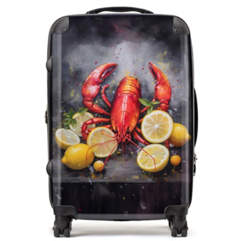 Image of Warren Reed Designer Lobster And Lemons Suitcase - Medium
