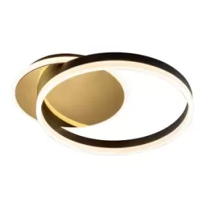 Image of Schuller Oriel Integrated LED Semi Flush Light Gold, Matt Black 3000K 1400Lm