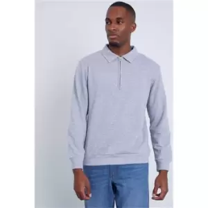 Image of I Saw It First Grey Zip Up Polo Long Sleeve Top - Grey