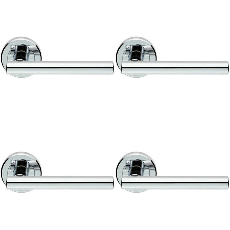 Image of Loops 4x PAIR Straight T Bar Handle on Round Rose Concealed Fix Polished Chrome Multi