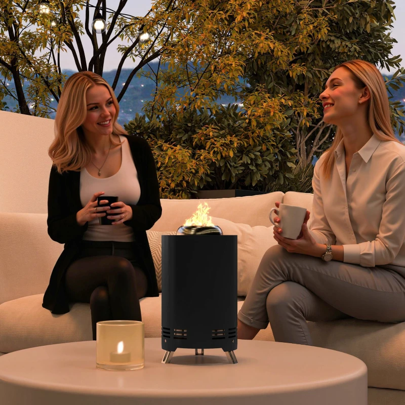 Image of Outsunny Outsunny Smokeless 16x16cm Stainless Portable Firepit - Black One Size Unisex
