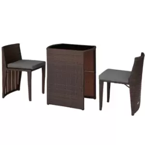 Image of Tectake Hamburg Rattan Garden Bistro Set - Brown/Grey