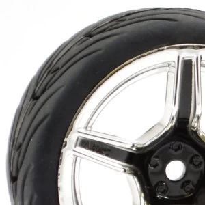Image of Fastrax 1/10 Street/Tread Tyre 5Sp Black/Chrome Wheel
