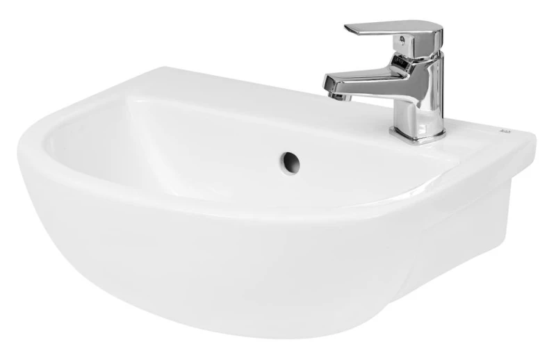 Image of Balterley Round Semi Recessed 1 Tap Hole Basin Tap Not Included 400mm White