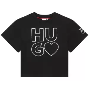 Image of HUGO Juniors Logo T Shirt - Black
