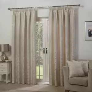 Image of Emma Barclay Duchess Paisley Jacquard Lined Pencil Pleat Curtains, Cream, 90 x 72 Inch