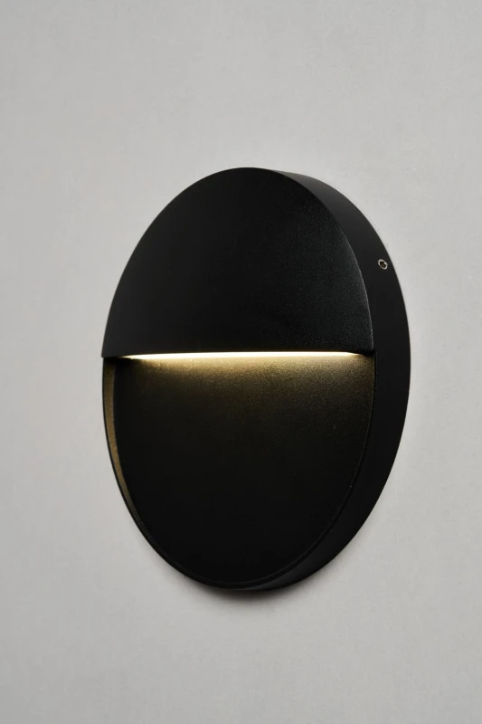 Image of BHS Lighting Orvi 16cm Round Outdoor Wall Light in Black Unisex