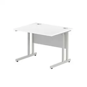 Image of Dynamic Rectangular Office Desk White MFC Cantilever Leg Grey Frame Impulse 1000 x 800 x 730mm