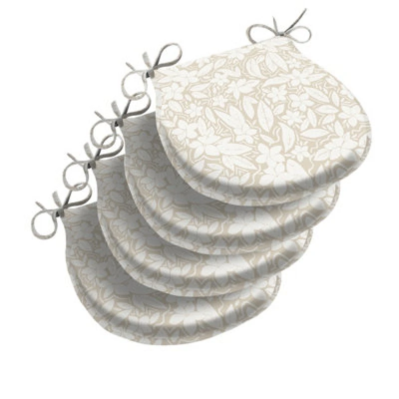 Image of Luxury Living Blossom Cream D Shape Seat Pad Set Of 4