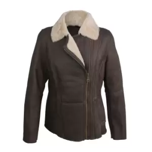 Image of Eastern Counties Leather Womens/Ladies Celene Aviator Sheepskin Coat (14) (Chocolate Forest)