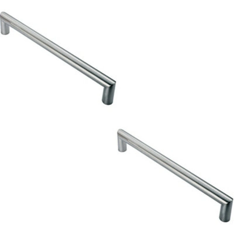 Image of Loops 2x Mitred Round Bar Pull Handle 106 x 10mm 96mm Fixing Centres Satin Steel Metallics unisex