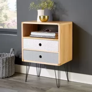Image of Genoa 2 Drawer Bedside Table Bedroom Storage Unit