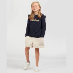 Image of Barbour Girls Otterburn Frill Overlayer Sweatshirt - Navy - M (8-9 Years)
